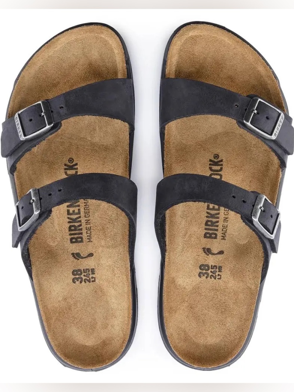 Birkenstock 💅 Sierra Black Oiled Leather Sandals Slides Black Size 9 9.5 40 - Picture 3 of 5